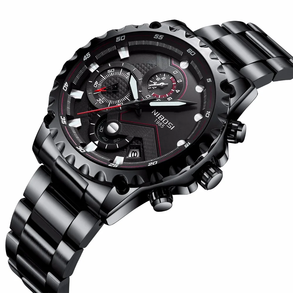 

NIBOSI Men's Business Casual Watch Men Luxury Brand Quartz Military Sport Watch Leather Band Men Wristwatches relogio masculino