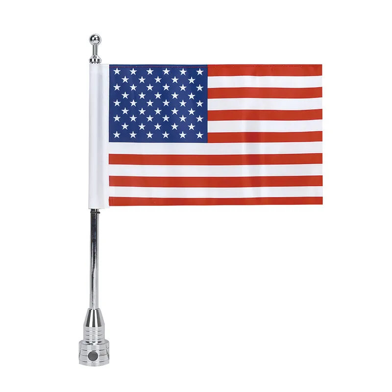 WISENGEAR Chrome Vertical Flag Pole Mount American USA Flag Holder For Harley Touring Sportster 1200 Honda Goldwing CB VTX CBR Luggage Rack (6)