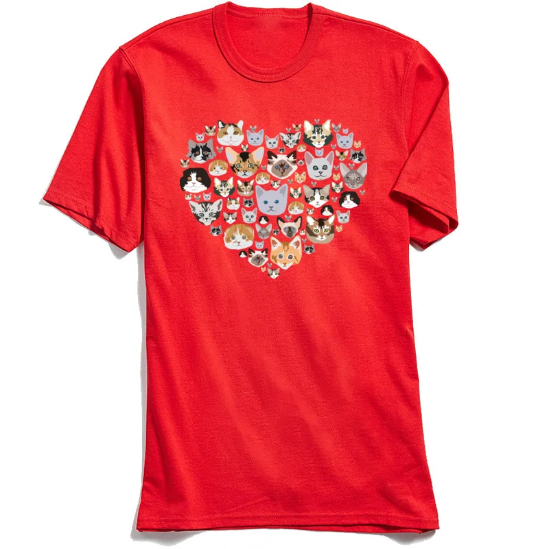

Funky Mens T-shirts I LOVE CATS Man Red Tshirt Funny Tees Pure Cotton Short Sleeve Printed Tops T Shirt O-Neck Drop Shipping