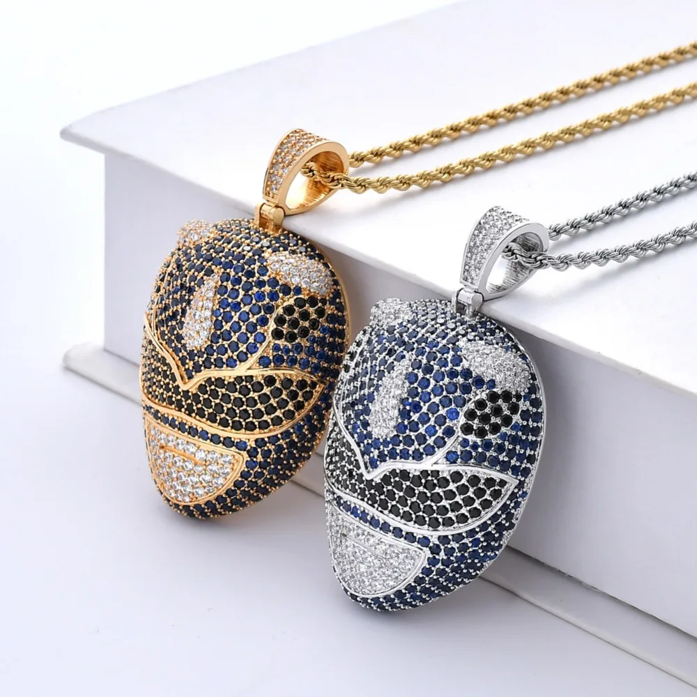 Micro Paved AAA Cubic Zirconia Bling Iced Out Cartoon Character Pendants Necklace for Men Hip