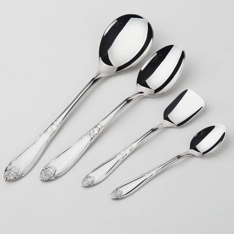 Silver Color Spoon Set Cutlery Set Stainless Steel Soup Spoons Sugar
