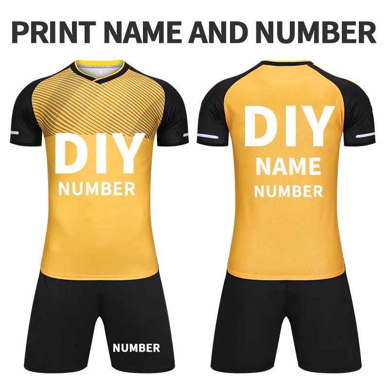 Футбольные майки для мужчин, профессиональная Джерси США, Футбольная Спортивная одежда на заказ, тренировочная форма, спортивный костюм, быстросохнущие шорты, футболки, набор - Цвет: yellow DIY