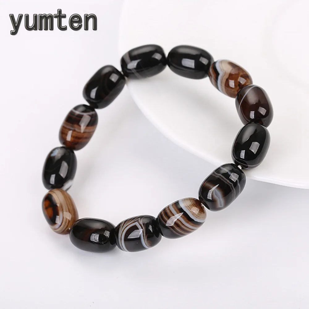 

YUMTEN Natural Agate Botswana Bucket Bead Bracelet Men's Fashion Stone Bracelets Woman Summer Nomination Gift Jewelry Australia