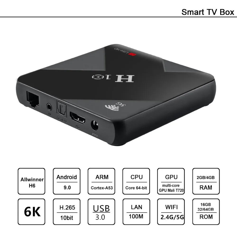 10 шт./Лот dhl express Бесплатная доставка H10 Android 9 0 TV Box 4G 32G 64G Allwinner H6 6K tv box|ТВ-приставки и