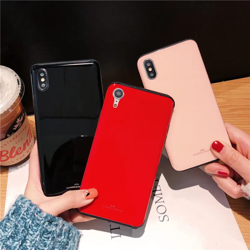 

Bent Tempered Glass Case For Apple iPhone Xs Max XR 8 7 7P 6s 6 Plus X Phone Cases Fashion Back Cover Protective Shell