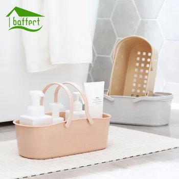 

New Plastic Hand-held Bath Basket Bathroom Towel Bath Liquid Hollow Storage Basket Organizer Bag Stand Rack Gadget Accessories