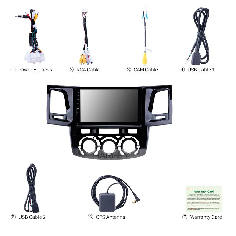 Clearance Harfey 9 inch Android 8.1 Radio for 2008-2014 Toyota Fortuner/Hilux Manual A/C Left Hand Driving Car GPS support Carplay 2din 3