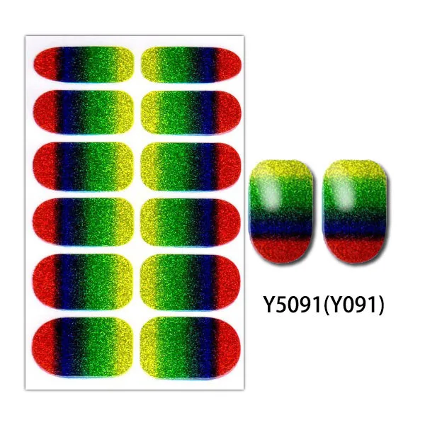 Блестящий 1 шт полное покрытие Y наклейки для ногтей Блестящий узор градиент чистый дизайн ногтей Наклейка для маникюра обертывание инструмент украшение мода - Цвет: Y5091(Y091)