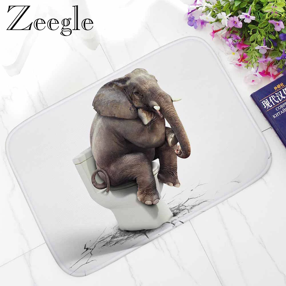 Zeegle 3D Коврик С Рисунком Слона для кухни фланелевый домашний декор нескользящий