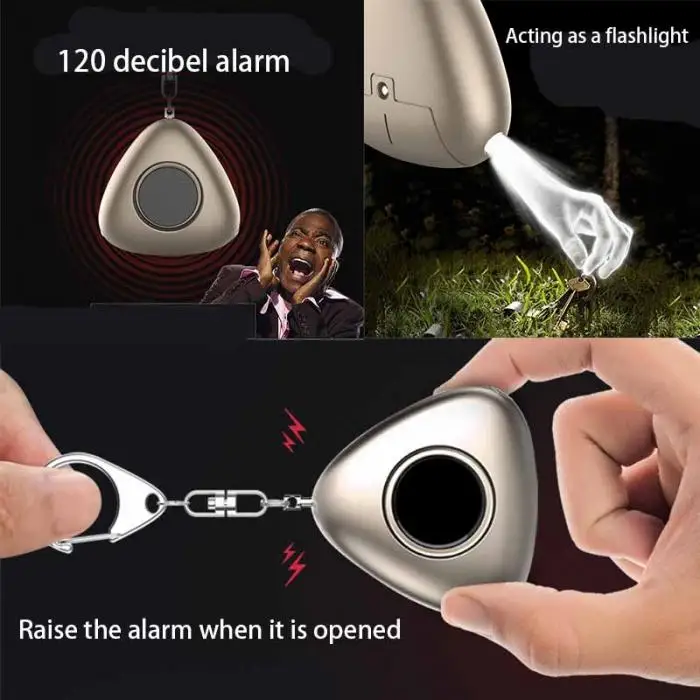 120 дБ Triangled Multi-functional Personal Alarm Безопасность Rape сигнализация с брелоком Самозащита аварийные поставки