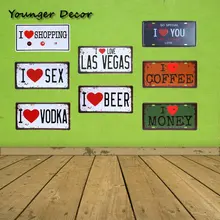 I Love Las Vegas номерные знаки Винтаж кофе пивной бар украшения я люблю секс водка деньги покупки металлические знаки смешанный заказ YA012