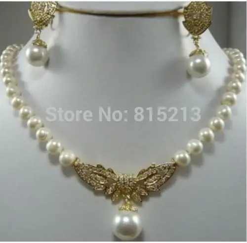 

ddh001074 8-9mm Charming White Akoya Pearl Beads Necklace 18" Earring Set