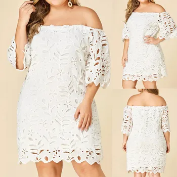 

2020 New Hot robe femme summer dress Women Plus Size Lace Slim Dress Elegant Halter Collar Party Dress ropa mujer vestidos#19705