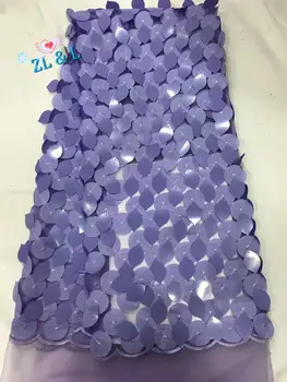 

New beautiful big sequin combination African Nigeria lace French net suitable for wedding dress skirt fabric 5 yards