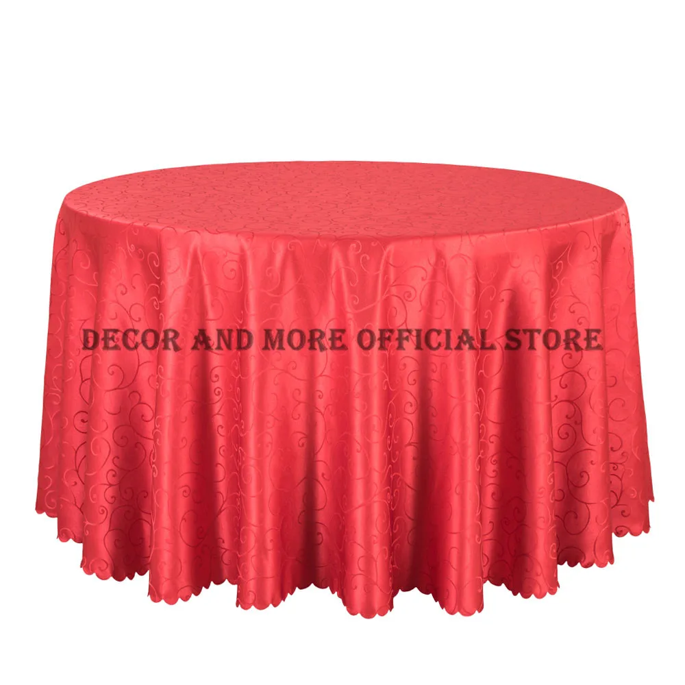 

Wholesale Big Size Polyester Wedding Tablecloth Jacquard Red Round Table Cloth Hotel Dining Table Cover Decor Solid Table Linen