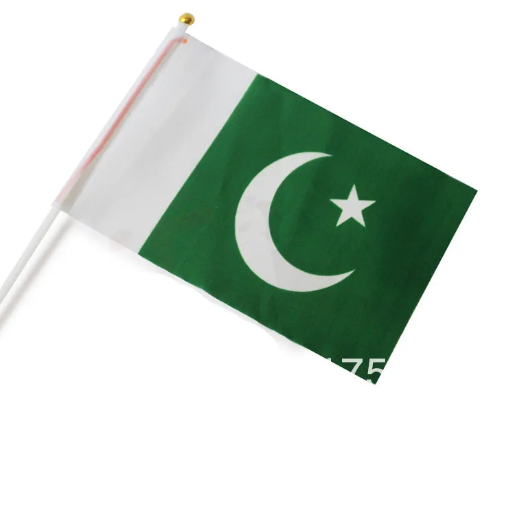 Полиэстеровые азиатские флаги, ОАЭ, Таиланд, Пакистан, Камбоджа, Катар, флаги 14*21 см, пластиковые шесты - Цвет: Pakistan