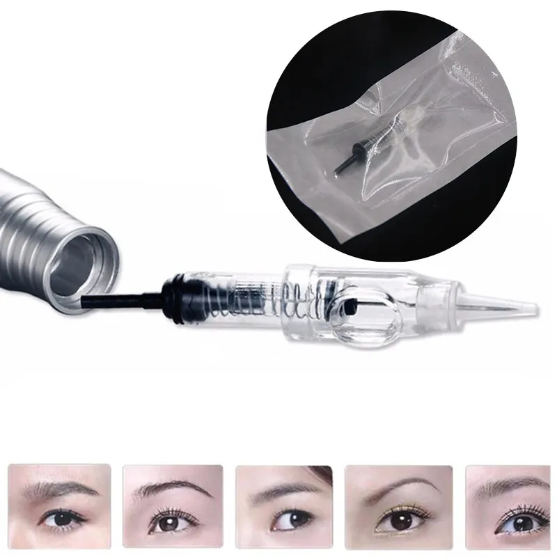 

needles machines 100pcs/lot 3RL Disposable Sterilized Permanent Makeup Cartridge Needles Tips For Eyebrow Lip Agulha Easy Click