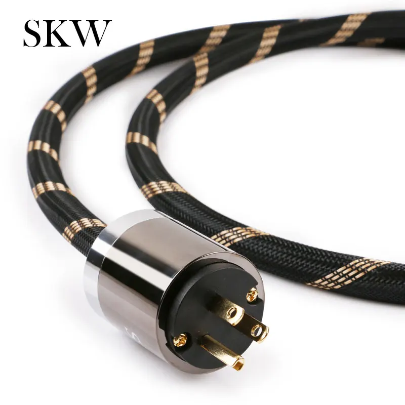 US $122.40 SKW HIFI Power Cord With USEU Type Plug 6N OCC Power Cable 1M15M2M3M For Power Filter Turntable Amplifier CD Player DAC