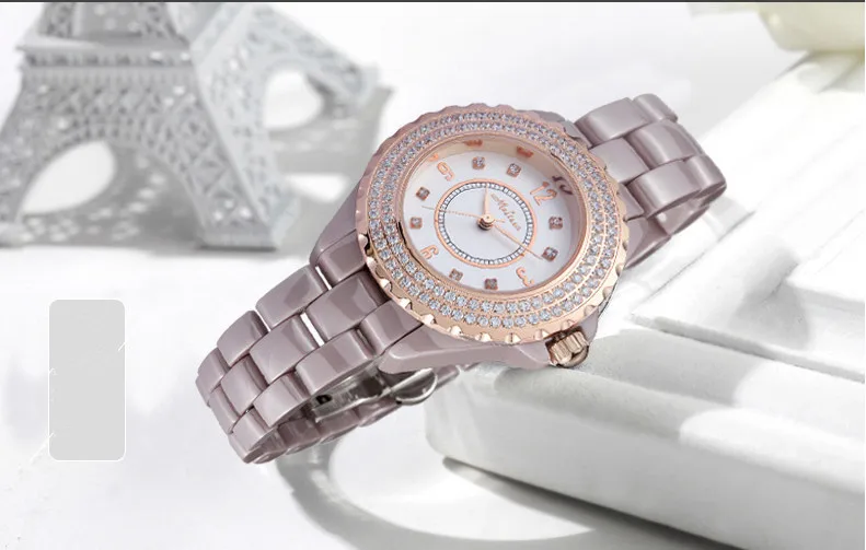 MELISSA Brand Designer Full Ceramic Bracelet Watch Healthy Anti-allergy Women Dress Wristwatch Crystals Reloj Montre Femme F8011