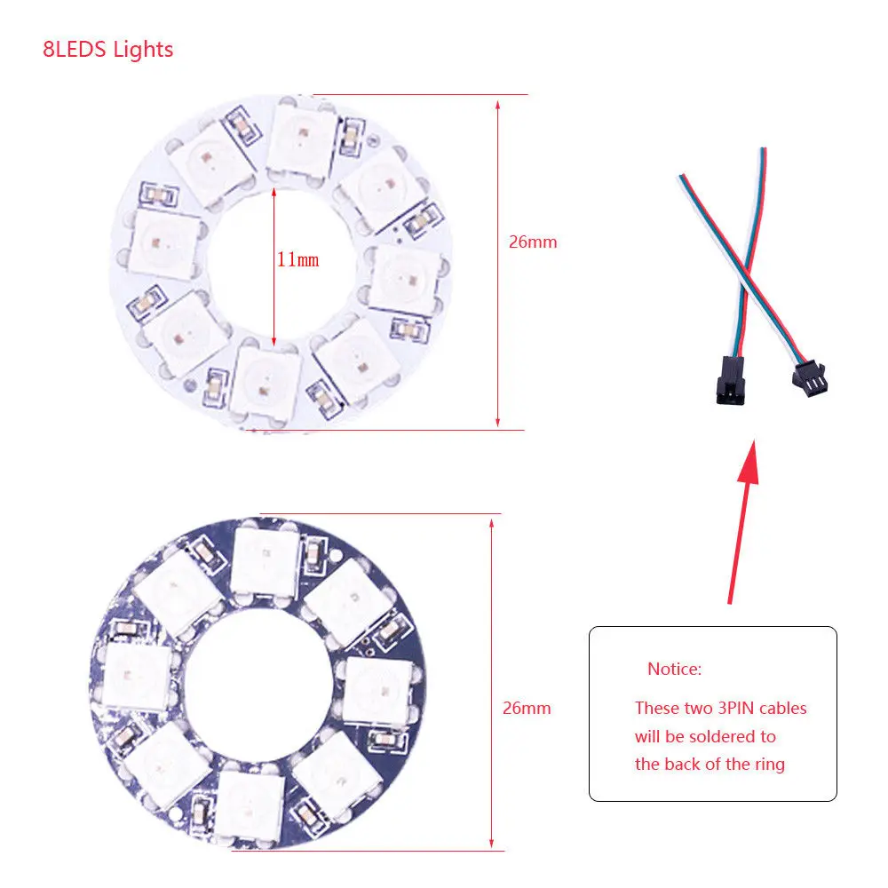 Адресуемых пикселей WS2812B кольцо 8/16/24/35/45/128 светодиодный s WS2812 5050 RGB светодиодный кольцо WS2811 ic встроенным RGB освещение украшение DC 5V