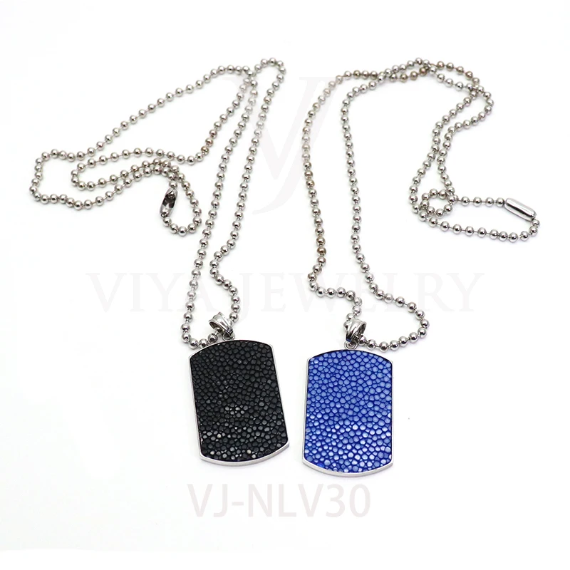 Натуральная кожа ската Dog Tag для мужчин ожерелье ювелирные изделия простой дизайн