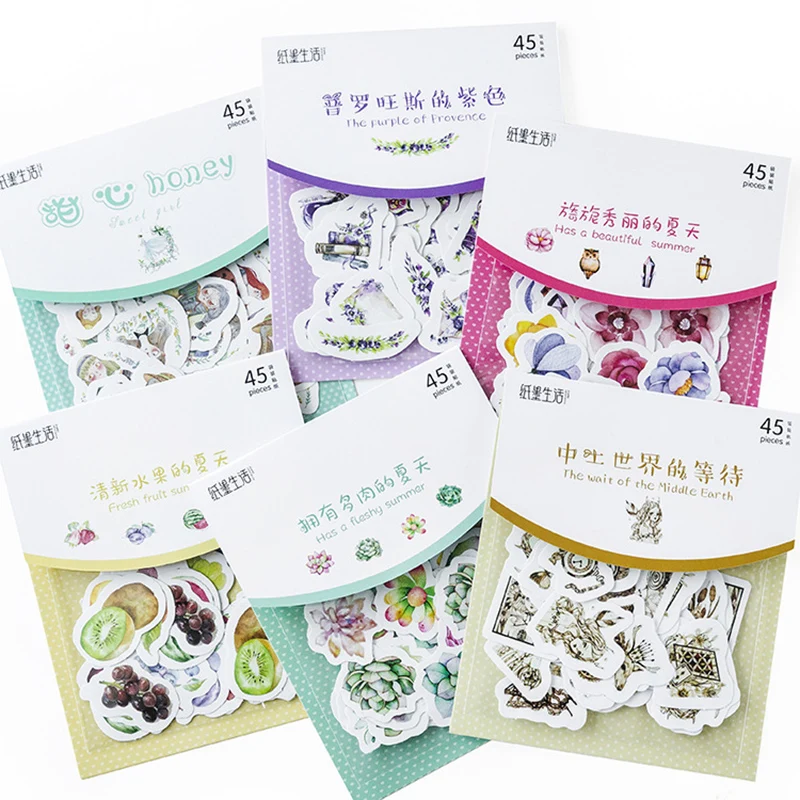 

45 pcs/lot Mini Cute Flower Scrapbooking Stickers Bullet Journal Kawaii Food Handmade Decorative Sticker Korean Stationery