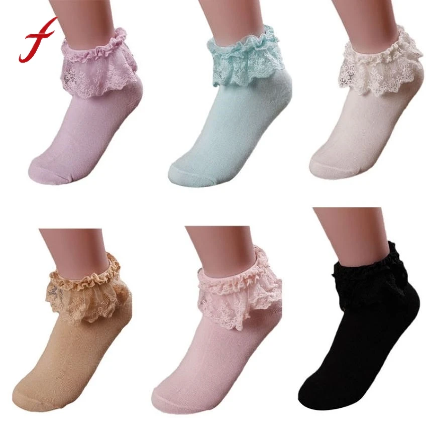

1 Pair 6 Colors Women's socks Princess Girl Cute Socks Sweet Ladies Vintage Lace Ruffle Frilly Ankle Socks popsocket meias