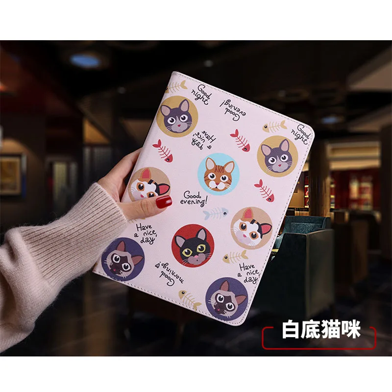 

Case For Apple iPad Mini 5 Leather Cover Cartoon Cat Ultra Thin Lntelligent Sleep Stand For iPad 7.9 Inch Flip Cover Case
