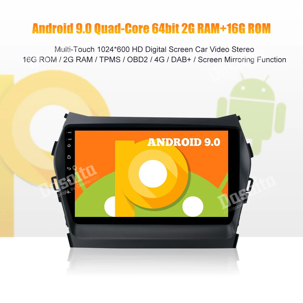 Cheap Android 9.0 Car 1 din Stereo  for Hyundai Santa Fe IX45 2013 2014 2015  Car Radio Bluetooth 9"  IPS Multi Touch Screen 0