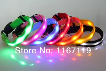 

Wholesale 200pcs/lot New Multicolor Freeshipping Waterproof LED Blinking Dog Collar 3 Flashing Mode 4size 8colours