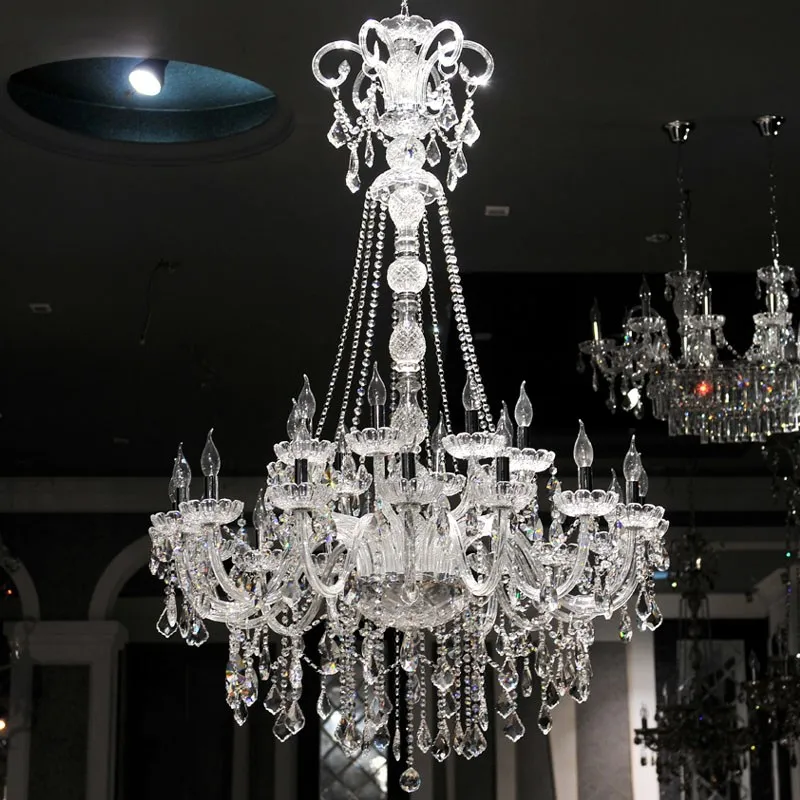 Duplex Casa Grande Lampadario Di Cristallo A Led Lustre Illuminazione Per Soggiorno Camera Chiesa Hotel Sala Grande Lampadario E14 Lampadari