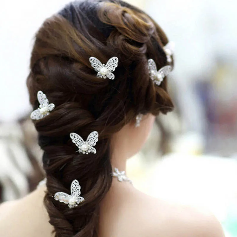 Женская Невеста Бабочка заколка для волос свадебный костюм головной убор в форме шпильки аксессуары для волос мода - Цвет: 2
