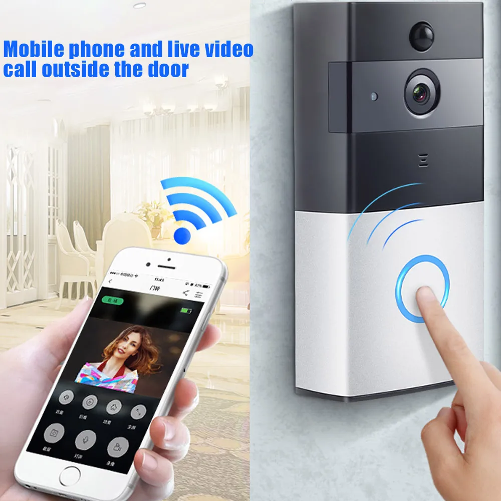 

Smart Visual Doorbell Peephole Viewer Wifi Wireless PIR Motion Detection Night Vision Security LHY Sale
