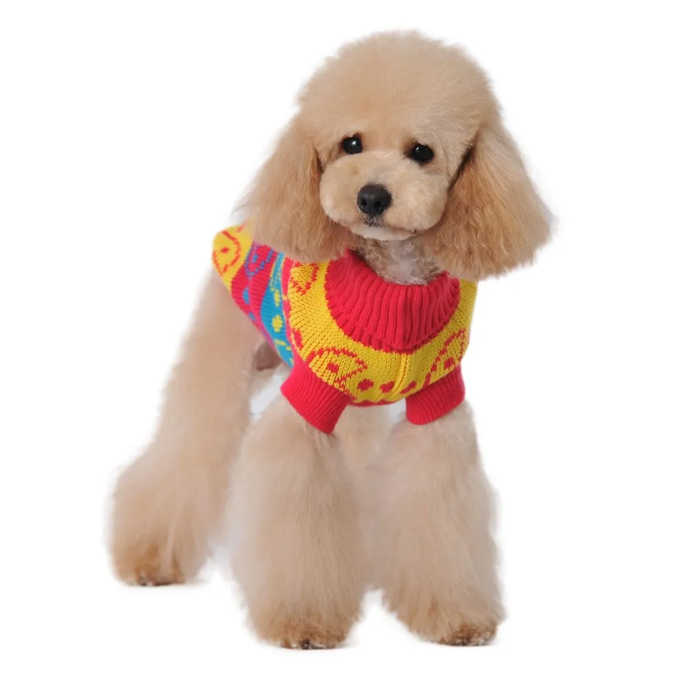 Цветные полосатые свитеры для домашних животных зимняя одежда для собак
