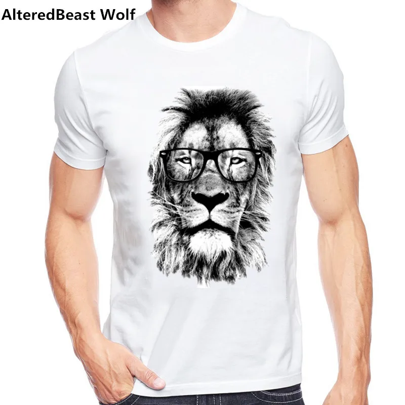 2016 New Fashion lion Design Men T shirt Short Sleeve Men's T Shirts