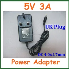 Вилка переменного тока стандарта Великобритании 100-240 V конвертер адаптер переменного тока в постоянный 5 V 3A 4,0x1,7 мм/4,0*1,7 мм Зарядное устройство Питание адаптер универсальный программатор