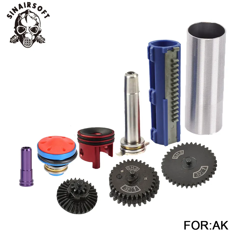

SHS 32:1 Gear Nozzle Cylinder Spring Guide 14 Teeth Piston Kit Fit Airsoft AK MP5 M4 M16 G36 For Paintball hunting Accessories