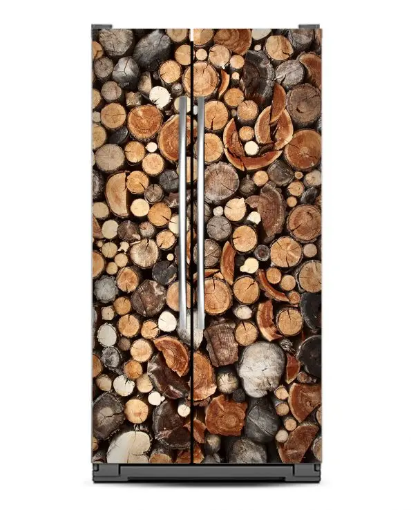 

Wholesale 3D Wood Pile SelfAdhesive Dishwasher Refrigerator Freeze Sticker Kid's Art Fridge Door Cover Wallpaper