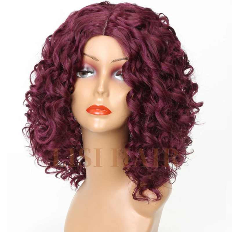 Lisi Hair Short Synthetic Curly Wigs For Women Color Hair Red