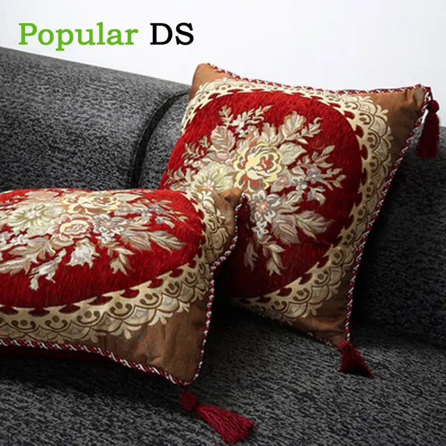 Embroidered Cushion Cover Throw Pillows Office Seat Pillow High Embroidered Cushion Cover Throw Pillows Office Seat Pillow High Quality Pillowcase European Style Sofa Back