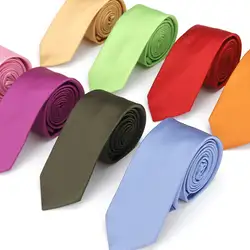 KR456-477 6 см Марка полиэстер шелковые галстуки Для мужчин Тонкий облегающий узкий костюмный галстук Твердые Желтый Красный темно-фиолетовый