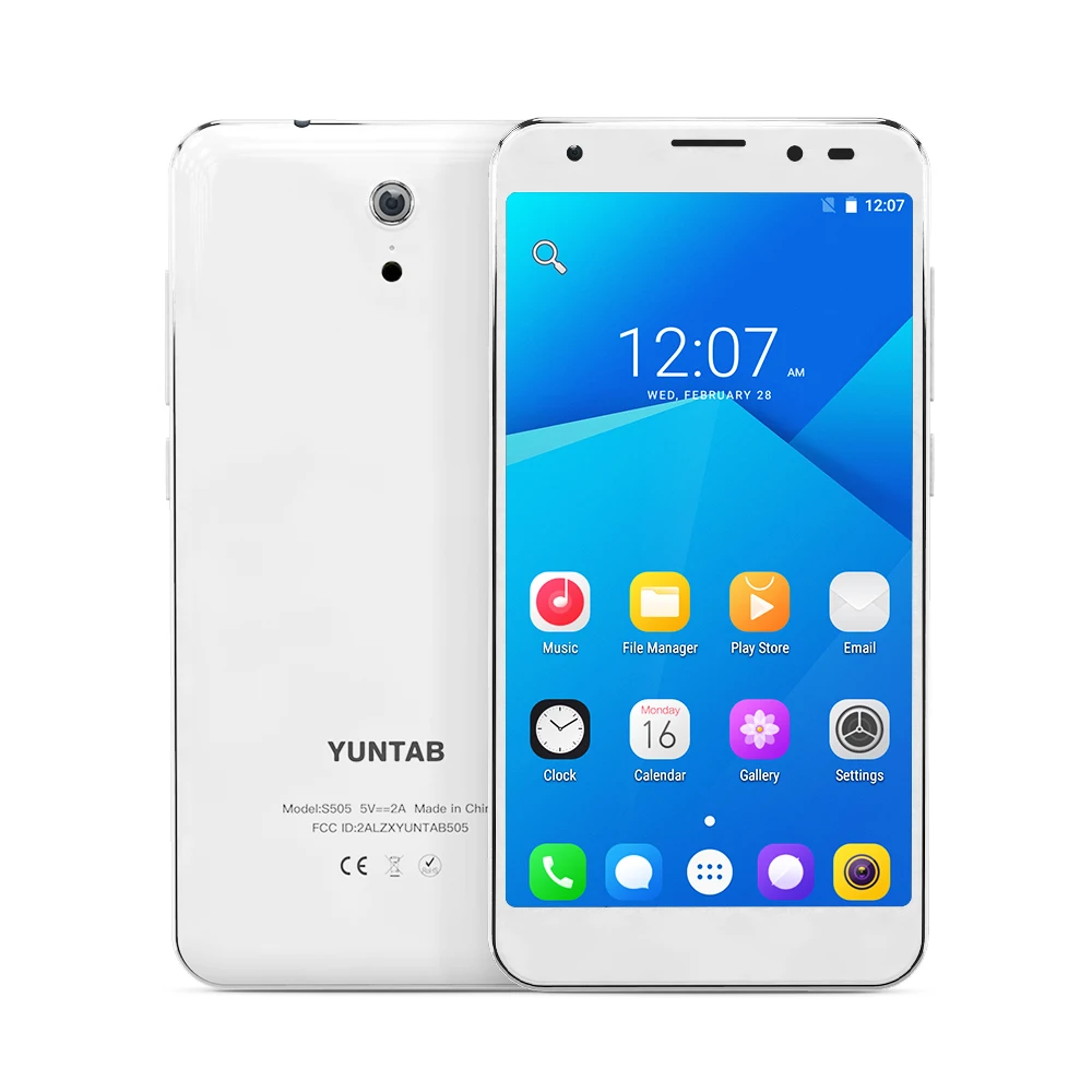 YUNTAB 5 дюймов Android6.0 4G S505 разблокирован смартфон Quad-core 2 Гб+ 32 ГБ, с сенсорным экраном, слоты для двух sim-карт для мобильного телефона с двойной Камера