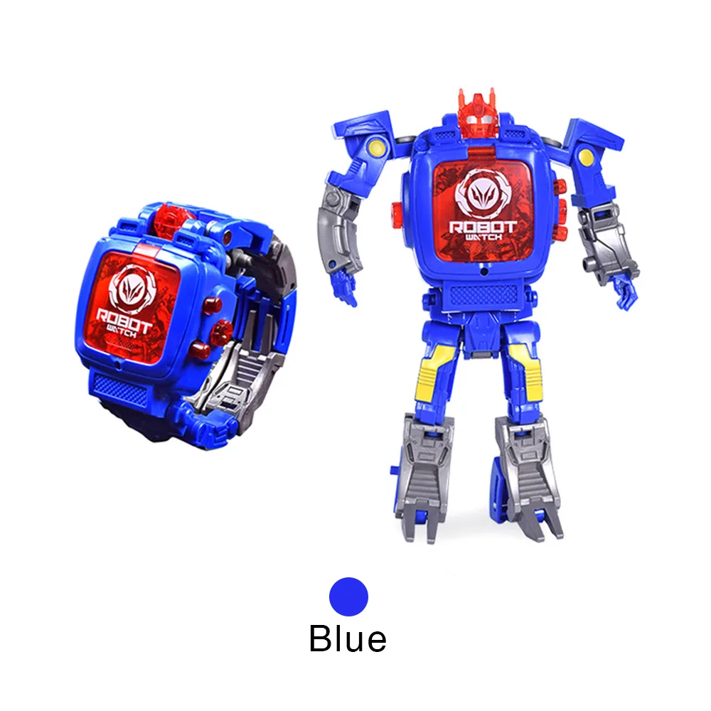 Enjoybay мультфильм трансформации робот наручные часы игрушка робот-трансформер экшн-модель Фигурка дети электронные проекционные часы игрушка - Цвет: No ProjectionBlue
