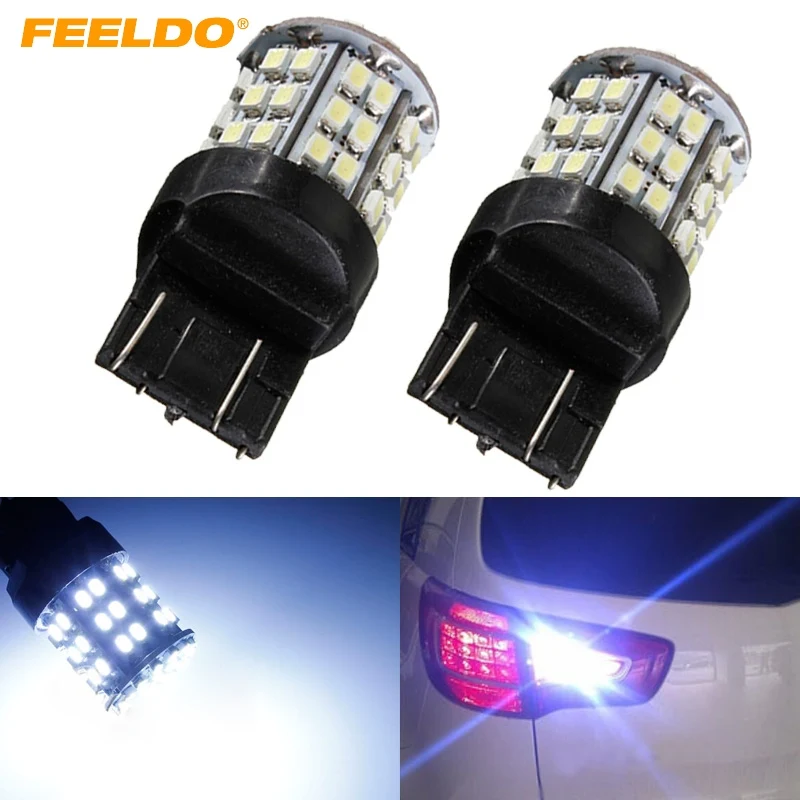 

FEELDO 2Pcs Cool White 12V T20 7443 64SMD 1206LED Car Auto Tail Turn Signal Brake LED Lights Bulb Lamp #FD-1741