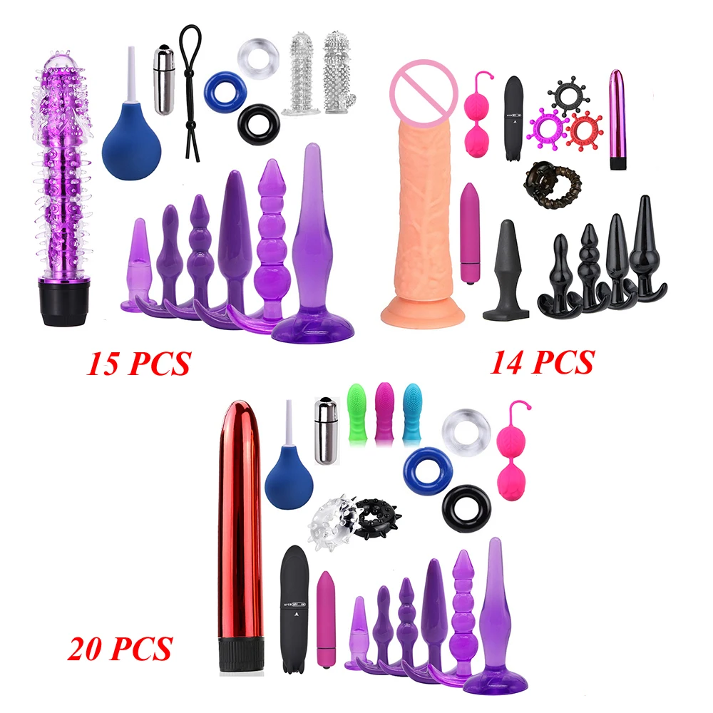 Adult Sex Toys Set Vibrators/Lock Rings/Kegel Ball/Anal Plugs/Finger Massagers/Anus Washer Sex Massage Tools For Women Men Gays 1