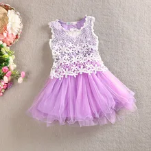 HIHEART 2016 Baby Girls Hollow Flower Tutu Dress Children Tulle Sleeveless Fancy Dresses Little Girls A