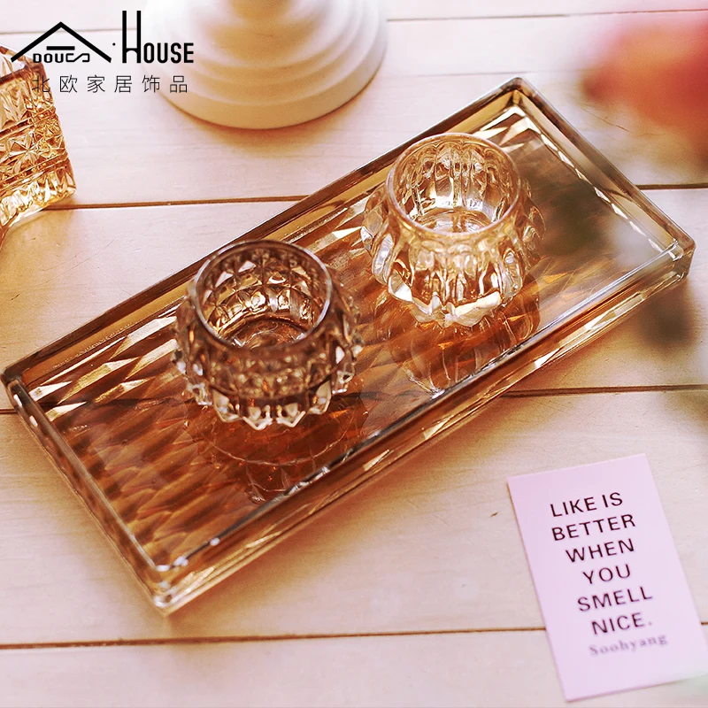 

ADOUS Nordic simple modern crystal glass tray coffee table Decoration home accessories desktop Decoration