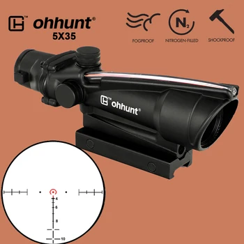 

ohhunt 5X35 Hunting Real Fiber Optics Scope BDC Chevron Horseshoe Glass Reticle Tactical Optical Sights for Rifle cal .223 .308
