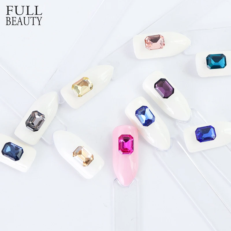 

Full Beauty 20pcs Crystal Nail Rhinestones Octagon Square Jewelry Studs 6x8mm AB Color Glass Decor For Nails Art Manicure CH077