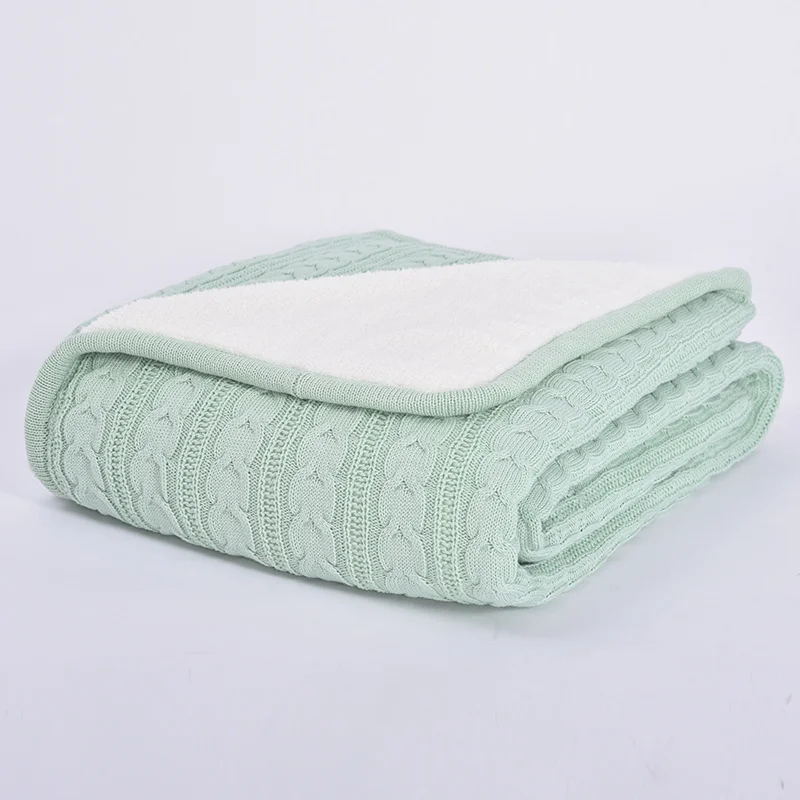 New arrival cotton fashion high quality knitted blanket with soft wool for sofa/bed/home beige/red/green/brown/gray color - Цвет: Светло-зеленый